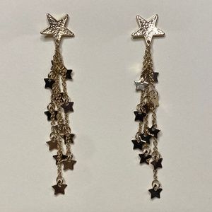 Star Spangle Dangle Gold Finish Earrings